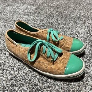 Keds x Kate Spade Cork Cream teal womens sneakers size 6.5 See Note